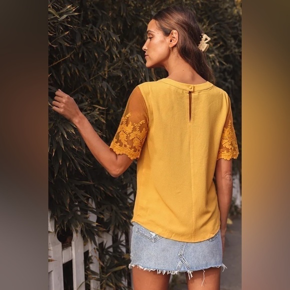LULU’S Lisa Marie Yellow Embroidered Top - Picture 3 of 6